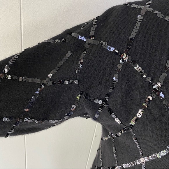 William Kasper California Sweater Tunic Women S Black Sequin Cashmere Knit 70s - Picture 7 of 15